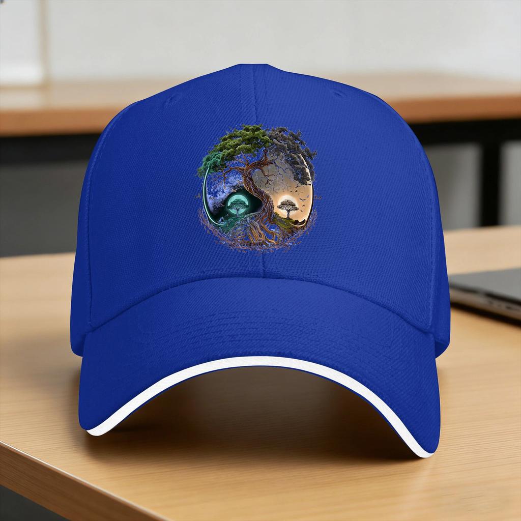 Tree Life Yin Yang Moon Sun Day And Night Bonsai Japanese Casual Baseball Cap Summer Unisex-Teens Y2K Retro Baseball Caps