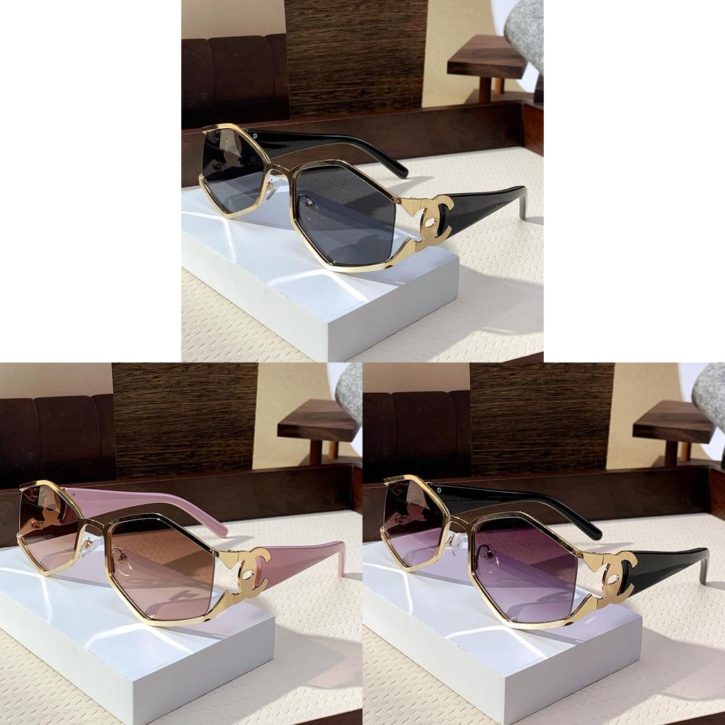Geometric Square Sunglasses With Green Lenses And Metal Frame For Fashionable Outdoors