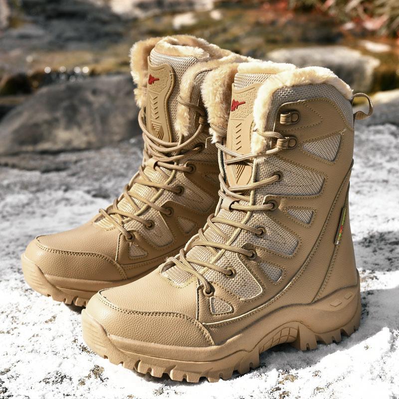 Tall cotton boots winter boots high top thickened velvet cotton shoes outdoor mountaineering snow boots