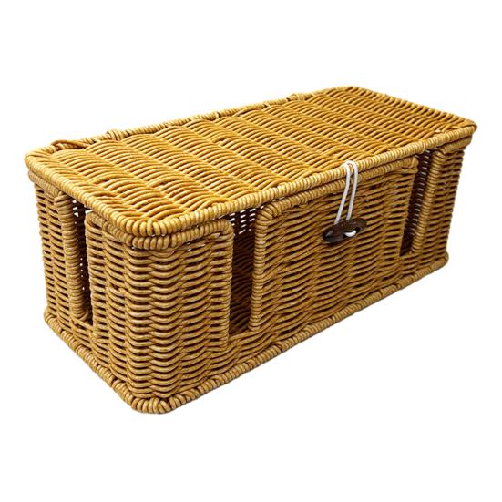 Scatola Gestione Cavi in Rattan Intrecciato a Mano Grande Capacità Rustico da Fattoria Cavo Caricabatterie TV Computer Router Hub USB Cesto Organizer