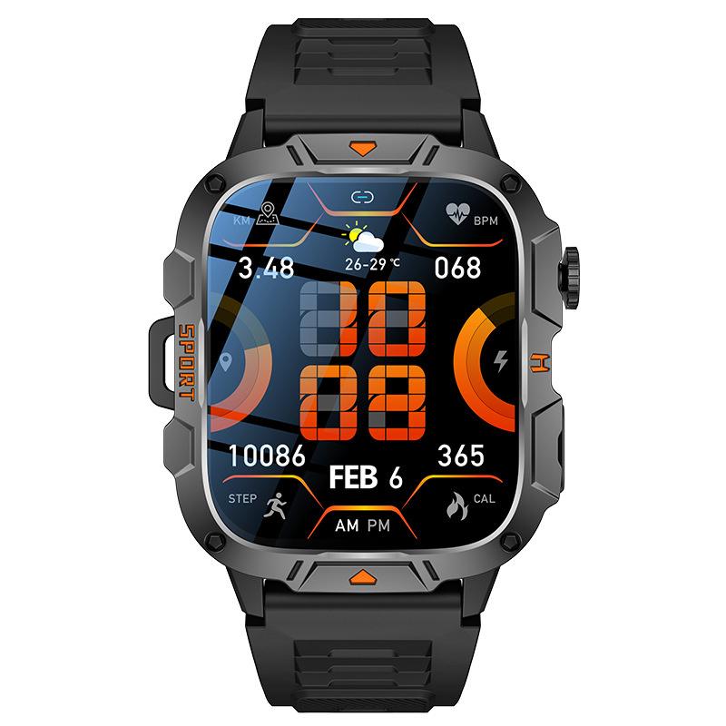 QX12 Smart Watch LED Flashlight 1.96inch Large Screen Bluetooth Calling AI Voice SOS Men Women Smartwatch Sports Fitness Tracker