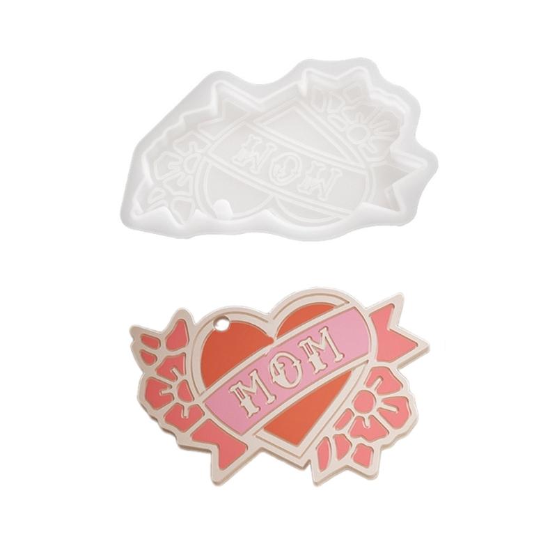 

MOM DAD Charm Silicone Epoxy Resin Mold DIYs Keychain Pendant Molds Jewelry Mould for Mother s Day Fathers Day Craft 1