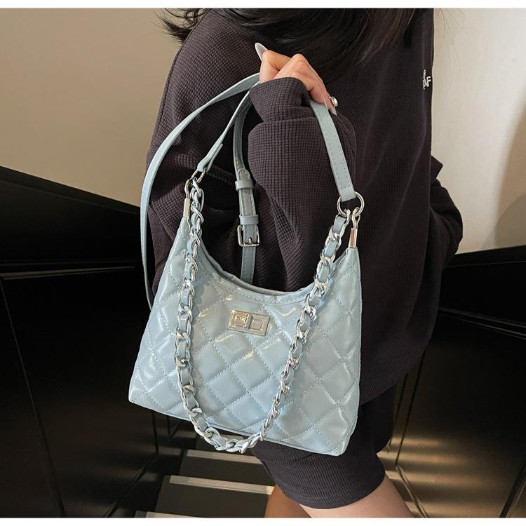 Rhombus Chain Bag Women's Spring and Summer New Fashion Niche Shoulder Messenger Bag Feeling Bucket Bag