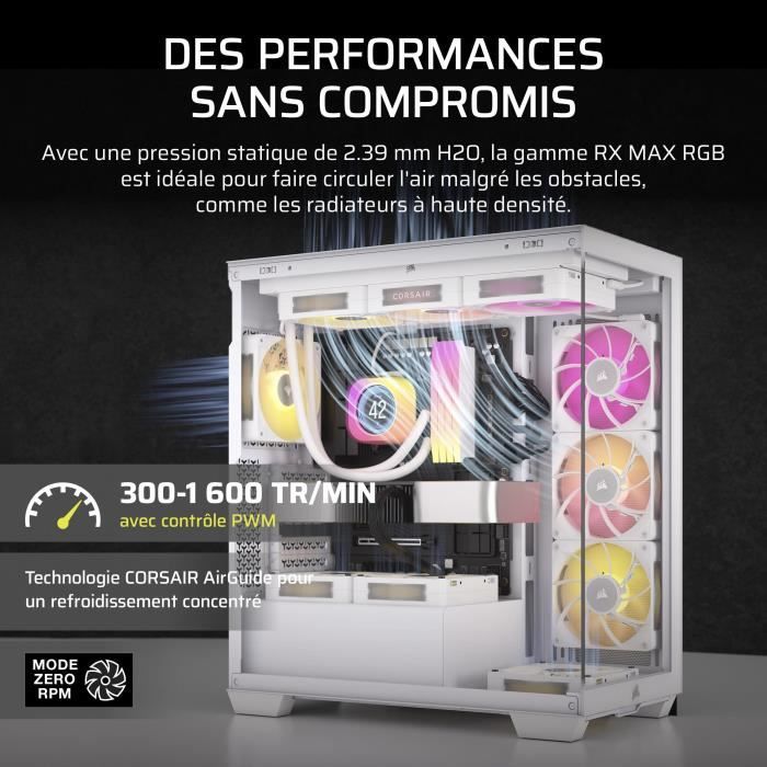 Refroidissement pc - corsair - co-9051039-ww - kit de démarrage ventilateurs icue link rx140 rgb max white single fan
