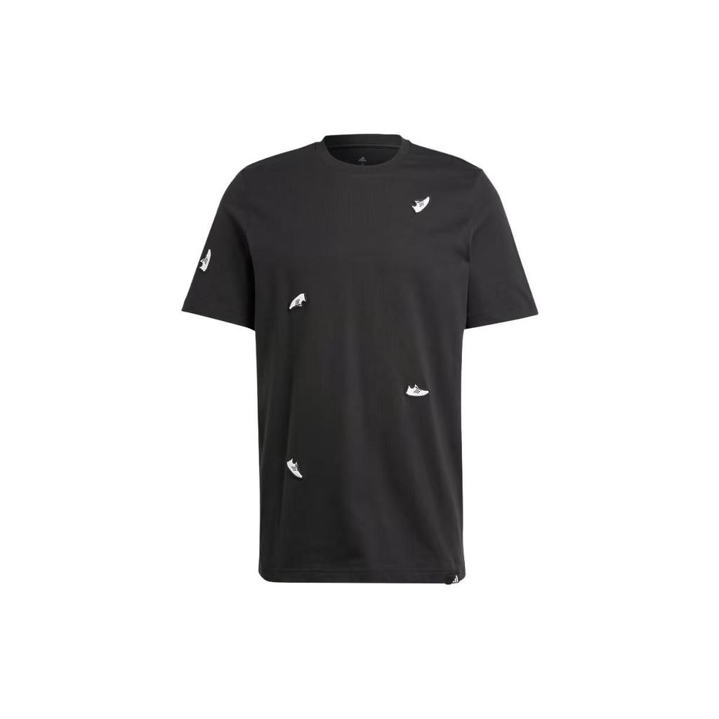 Adidas Originals Round Neck Printed Short Sleeve T-Shirt Men Tops Black IL5384