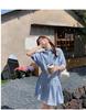 Women's Summer Blue Striped Shirt Dress: Korean-Style Two-Piece Look