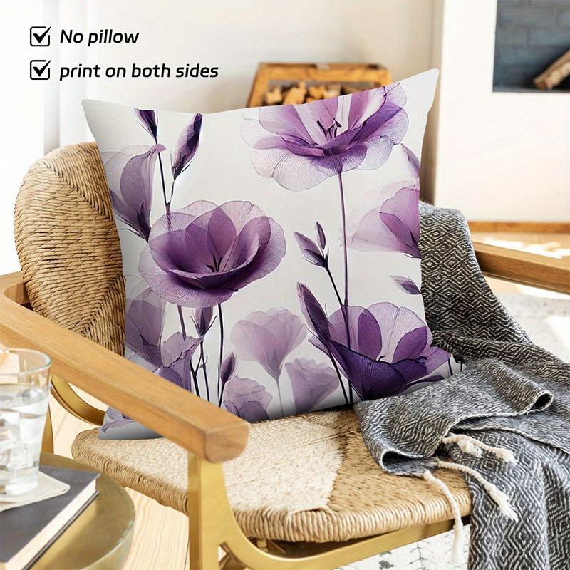 

Минималистичный контурный рисунок цветка Наволочка для декоративной подушки - Нежно-розовый декор для дивана 16x16Inch
