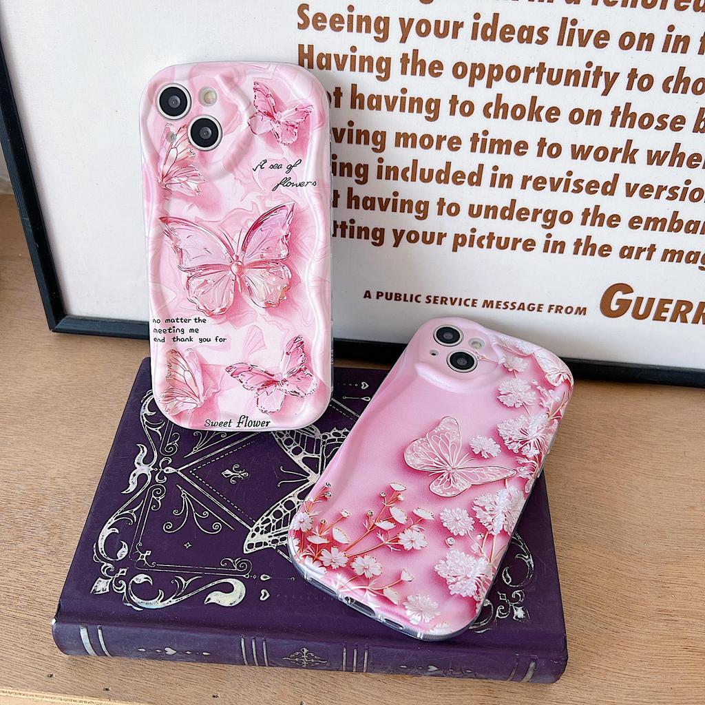 Silicone Case for Xiaomi Redmi Note 14 13 Samsung A56 A26 A36 Oppo A3 A5 Pro Tecno Spark 30C Funda Cartoon Butterfly Flowers Cover Soft TPU Bumper