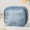 Velvet Small Cosmetic Case Women Travel Makeup Bag Star Pattern Cosmetic Bag Zippered Pouch for Lipstick Sanitary Napkin Storage