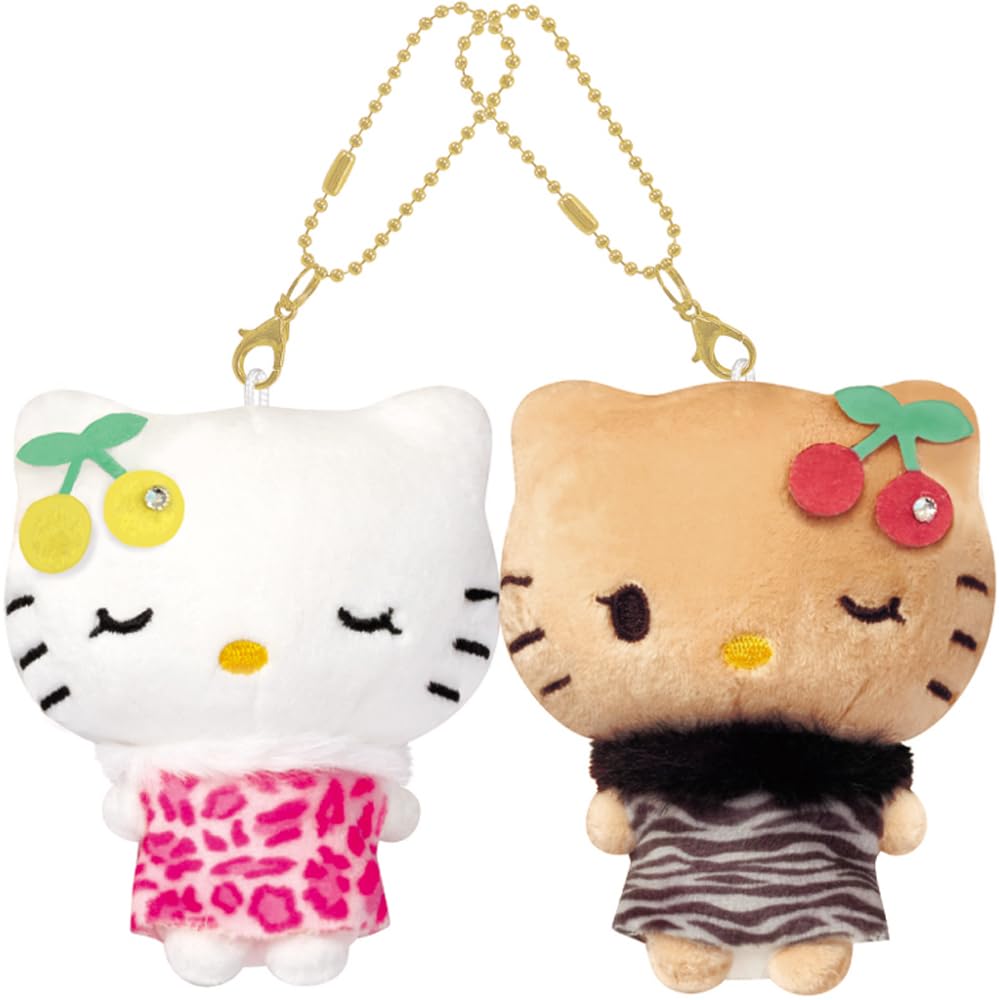

CRUX Nico Plush Keychain Sanrio Hello Kitty Suntan Kitty & Mimmy E Gal Kitty 131991