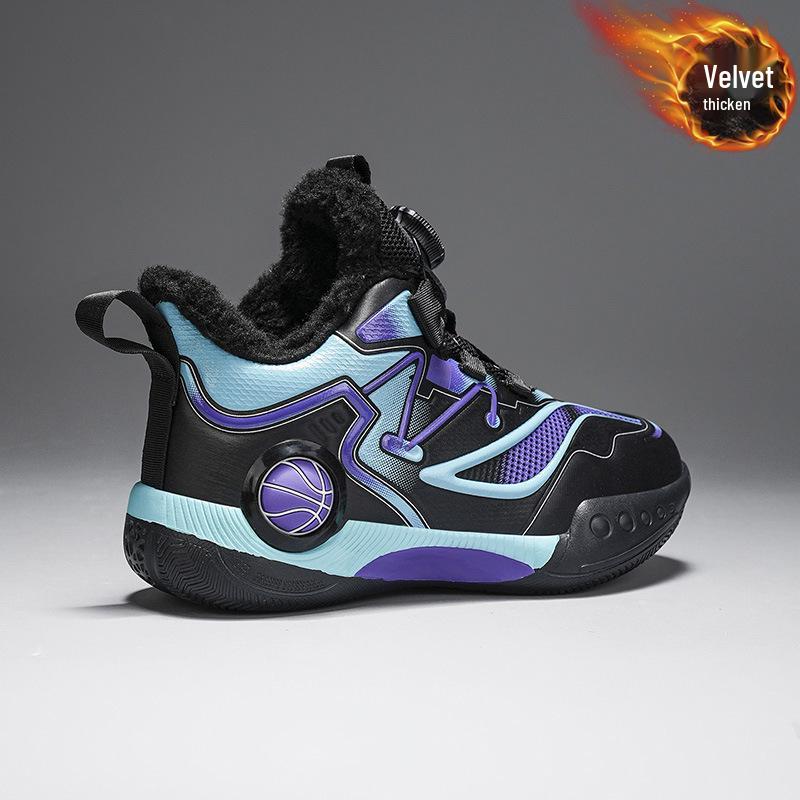 Winter 2025 Boys' Basketball Shoes: New Velvety Warm, Non-Slip Leather Sports Shoes for Kids
