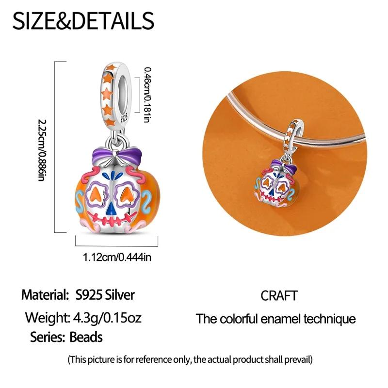 Copper Halloween Luminous Charms Bat Beads Pendant Jewellery Fit Original Bracelet Necklace For Women Diy Gift