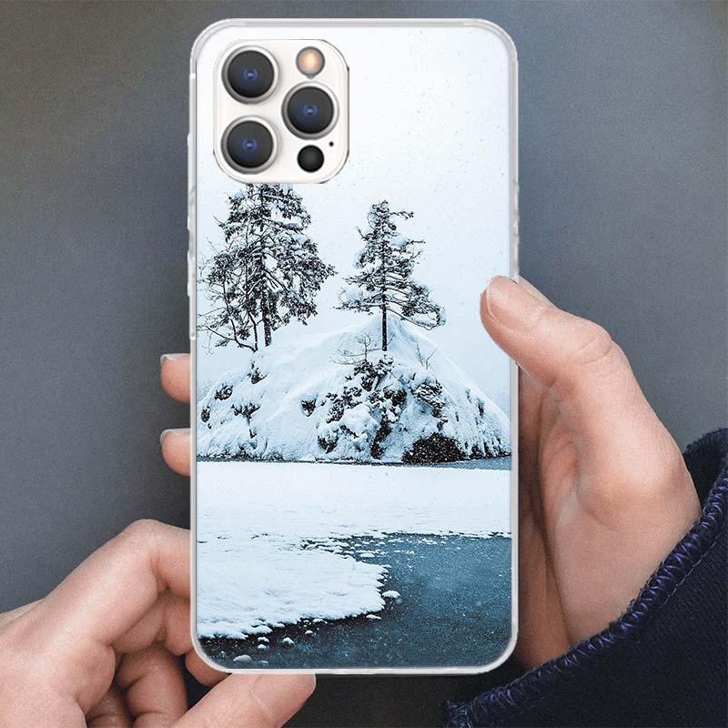 Winter White Snow Christmas Phone Case For Apple iPhone 16 15 14 13 12 11 Pro Max Mini XS XR X 7 Plus 8 + SE Soft Silicone Print