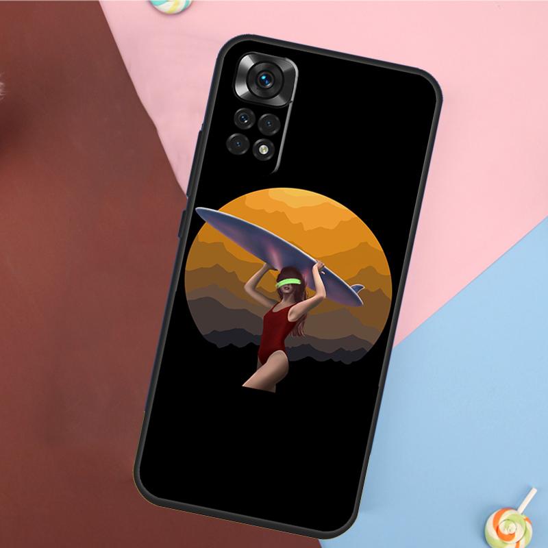 Surfboard Surfing Surf Girl Cover For Xiaomi Redmi Note 14 13 12 9 10 11 Pro 9S 10S 11S 12S Redmi 14C 10C 12C 13C Case