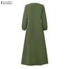 ZANZEA Abito Lungo Casual da Donna a Girocollo a Maniche Lunghe Largo con Stampa
