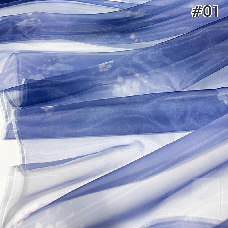 1M Chinese Style Gradient Ultra-thin Chiffon Designer Fabric Translucent Tulle Fabric DIY Ancient Hanfu Dress Costume Upholstery