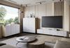 Modern 120cm Chest of Drawers for the Living Room On Artisan Legs, White MDF Fronts, Grooved