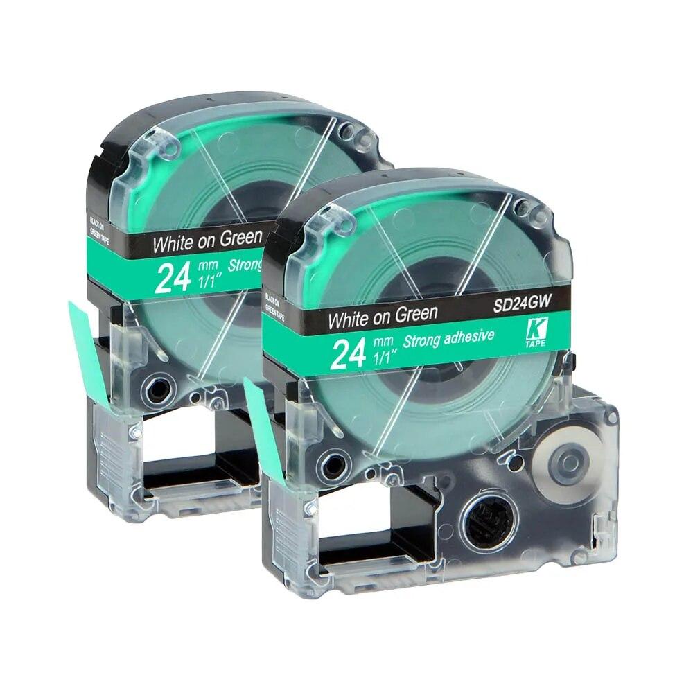 2 pachete de etichete multicolore de 24 mm Bandă de etichete compatibilă Epson LC-6WBN / SS24KW SC24RW SC24BW SD24K pentru imprimanta Epson LW400 500 600