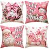 Christmas 45cm Pink Christmas Peach Skin Pillow Cover Pink Santa Claus Xmas Snowman Pillow Case Merry Christmas Decor for Home