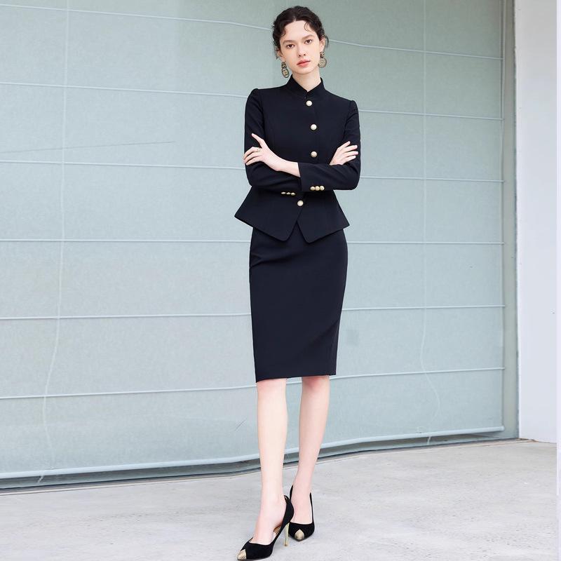 AD Women's High-End Autumn/Winter Business Suit - Luxury Chinese Style Two-Piece Formal Set