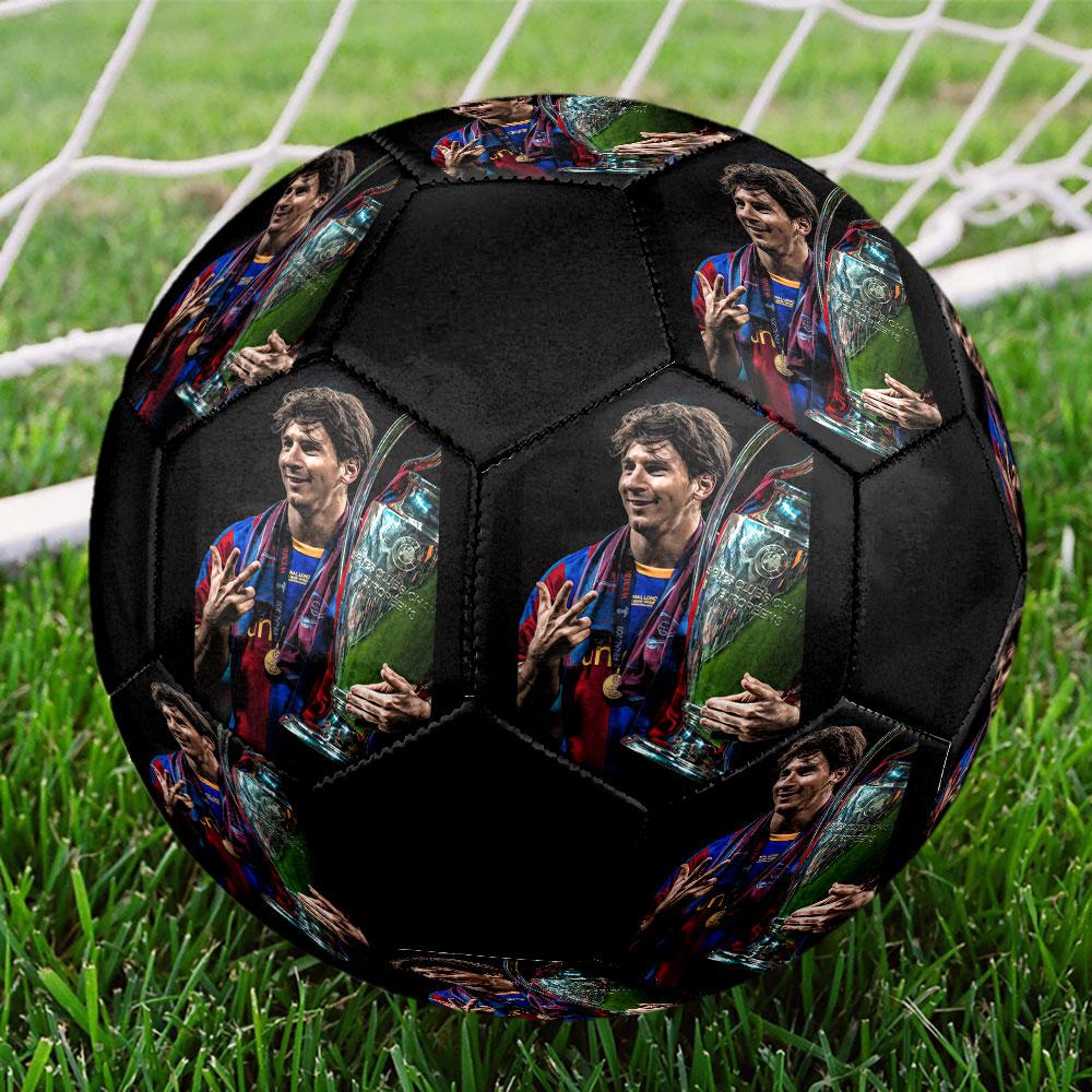 Messi Size 5 Soccer Ball, Machine-Stitched PVC, Durable & High Bounce, All Ages Fit, Fan Merchandise, Matches & Outdoor Use.