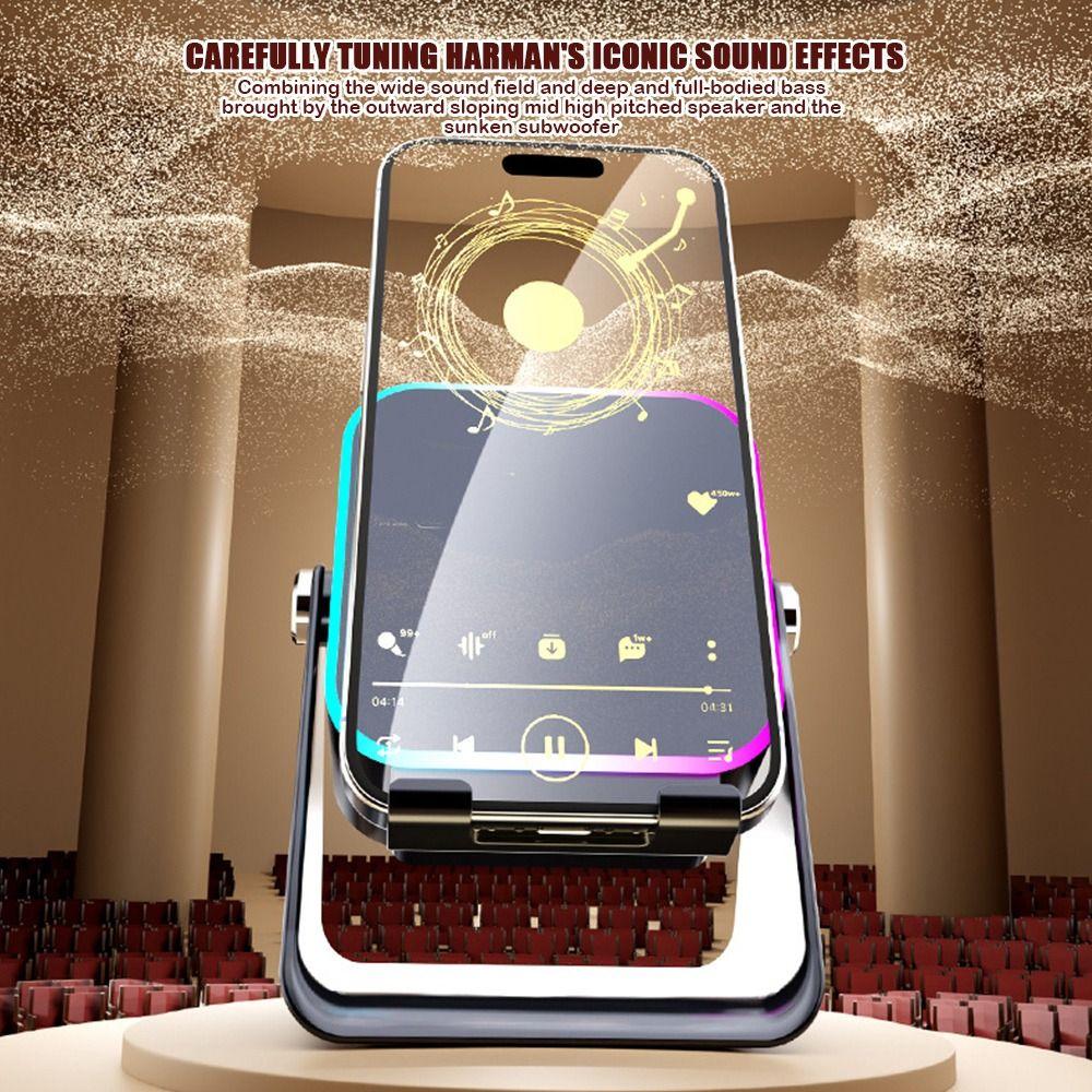 Auto-induction Bluetooth Speaker RGB Ambient Light Phone Stand  Compatible with Most Phones