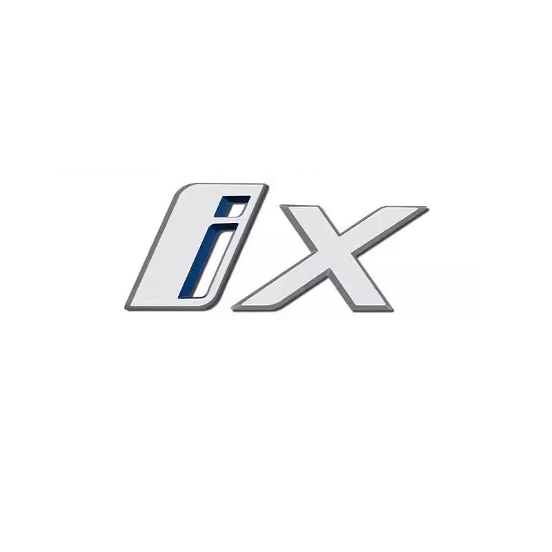 Car Stickers 3D ABS Material Letters Rear Trunk Emblem Tailgate Decals For BMW Ix I20 Black Silver Logo Accessories Az2