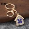 Non-blackening Metal Keychain Pendant, 3D Cabin Shape Key Holder with Lobster Long-lasting Shiny Clasp And Ring, Anti-Oxidation Fall-Resistant Window