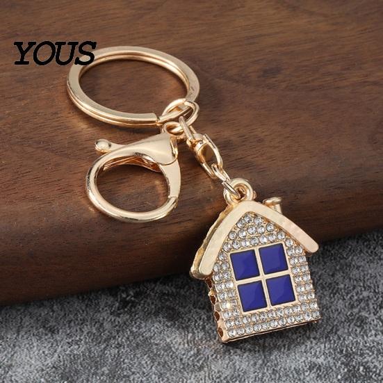 Non-blackening Metal Keychain Pendant, 3D Cabin Shape Key Holder with Lobster Long-lasting Shiny Clasp And Ring, Anti-Oxidation Fall-Resistant Window