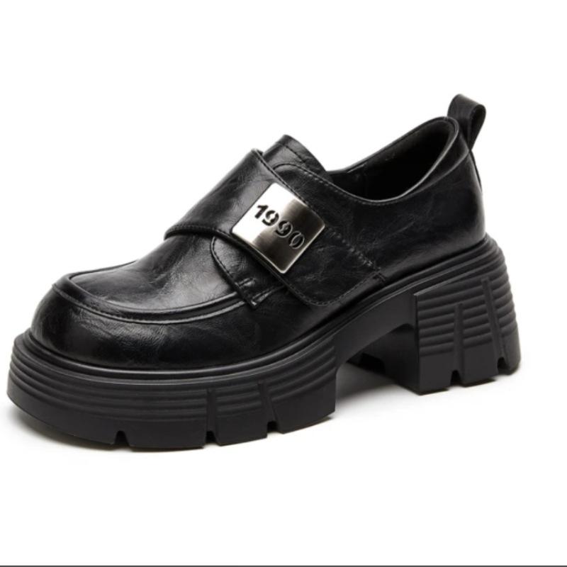 Zhike~ Platform Loafers Women's 2025 New Spring and Autumn British Style Small Leather Shoes One Pedal Ankola Red Shoes