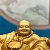 Attract Wealth Maitreya Buddha Cliff Cypress Wood Carving Yuanbao Car Ornament
