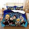 3D Anime Demon Slayer Bedding Set Nezuko Tanjirou Printed Bed Set Duvet Cover Pillowcase Linen Sheet Quilt Cover Queen King Size