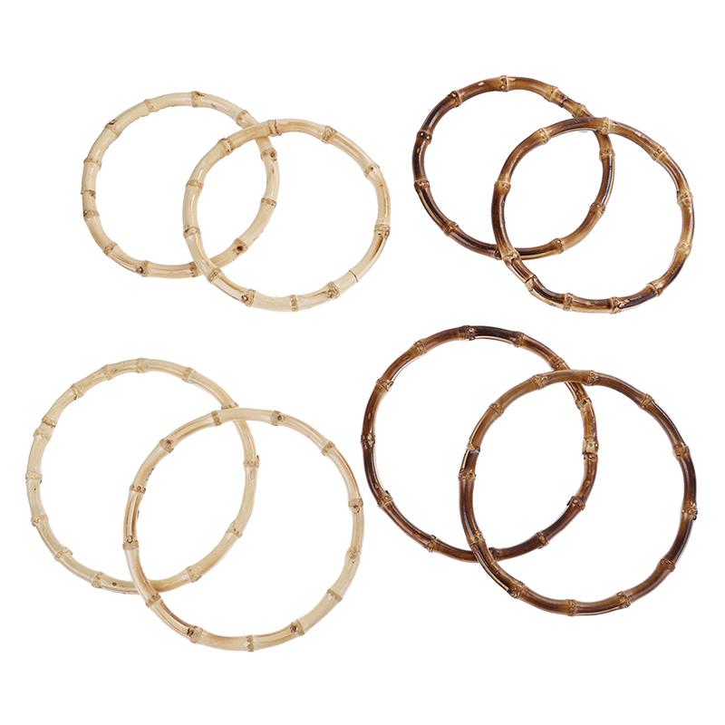 1Pair Round Bamboo Bag Handle For Handcrafted Handbag Diy Bags Accessories