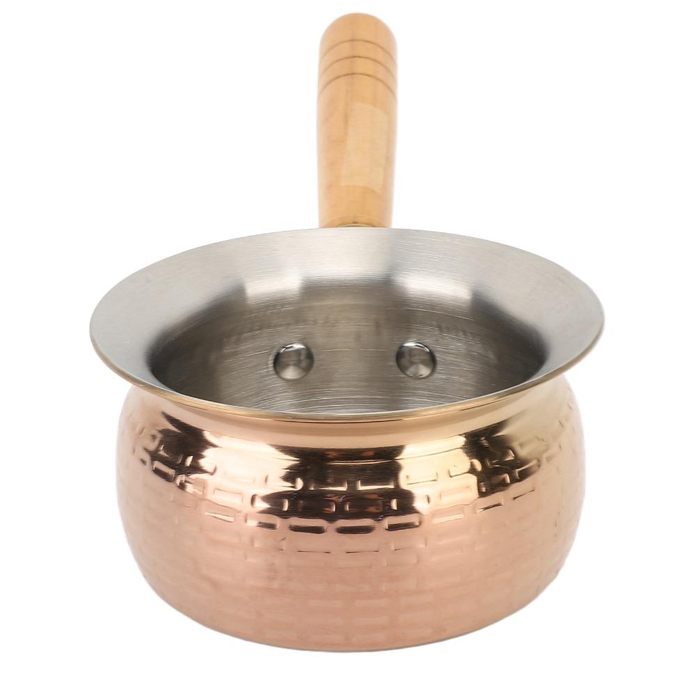 Rose Gold Wooden Color Butter Warmer Pot Stainless Steel Sauce Pan  Milk Coffee Pouring Oil