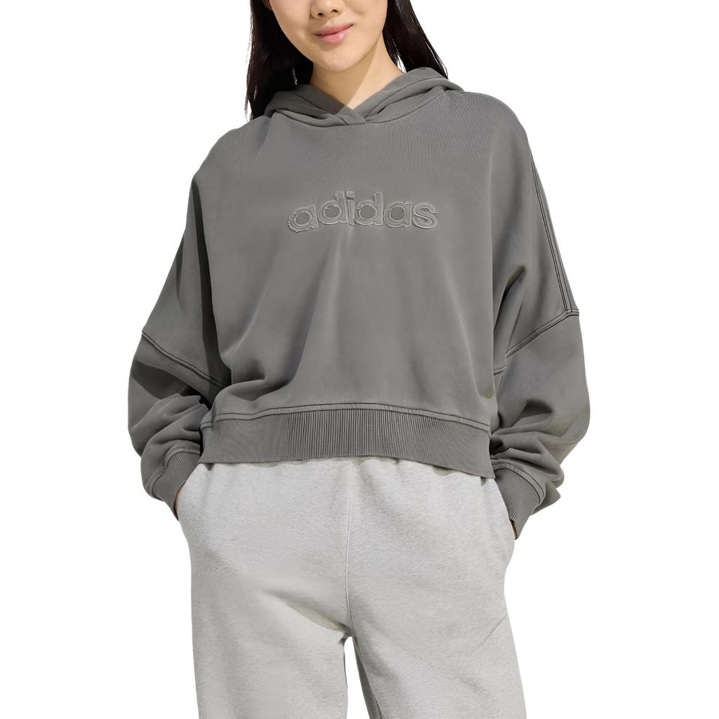Adidas Originals Washed FW25 Cropped Logo Hoodie Women Hoodies JW7296