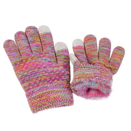3Pcs/Set Kids Hat Scarf Gloves Set Solid Color Jacquard Plush Ball Decor Knitting Hat Long Scarf Winter Gloves Set
