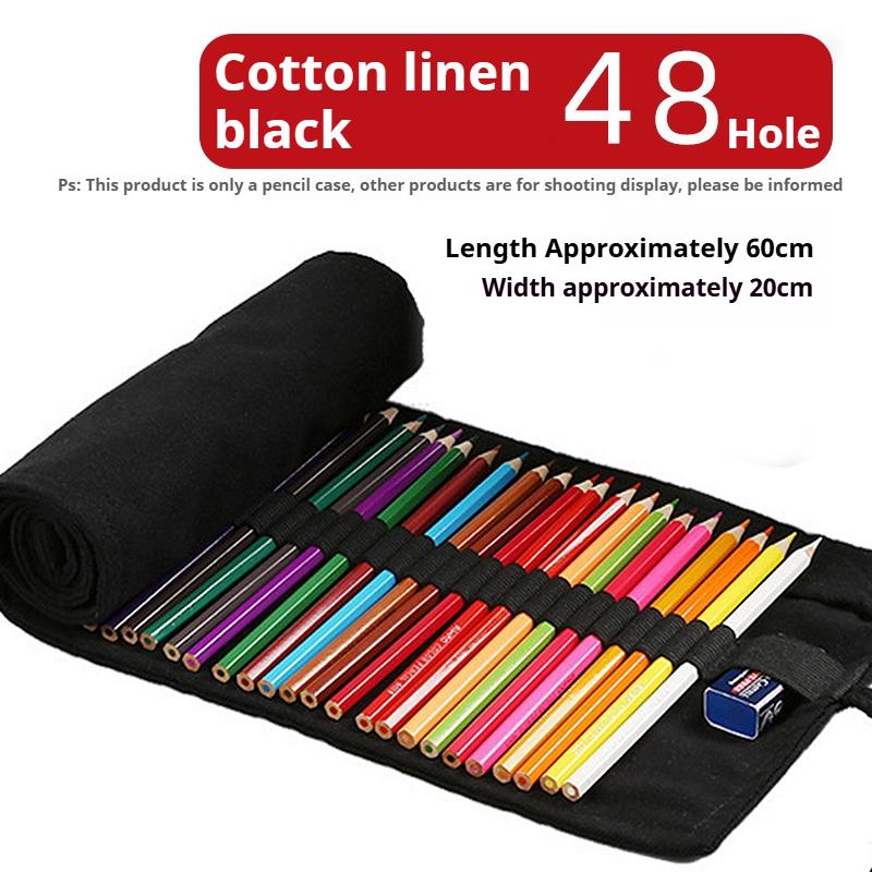 24/36/48/72 Hole Colorful Cloth Pencil Case Stationery Pencil Storage Bag Paint Brush Pen Bag Pencil Roll Case School Supplies