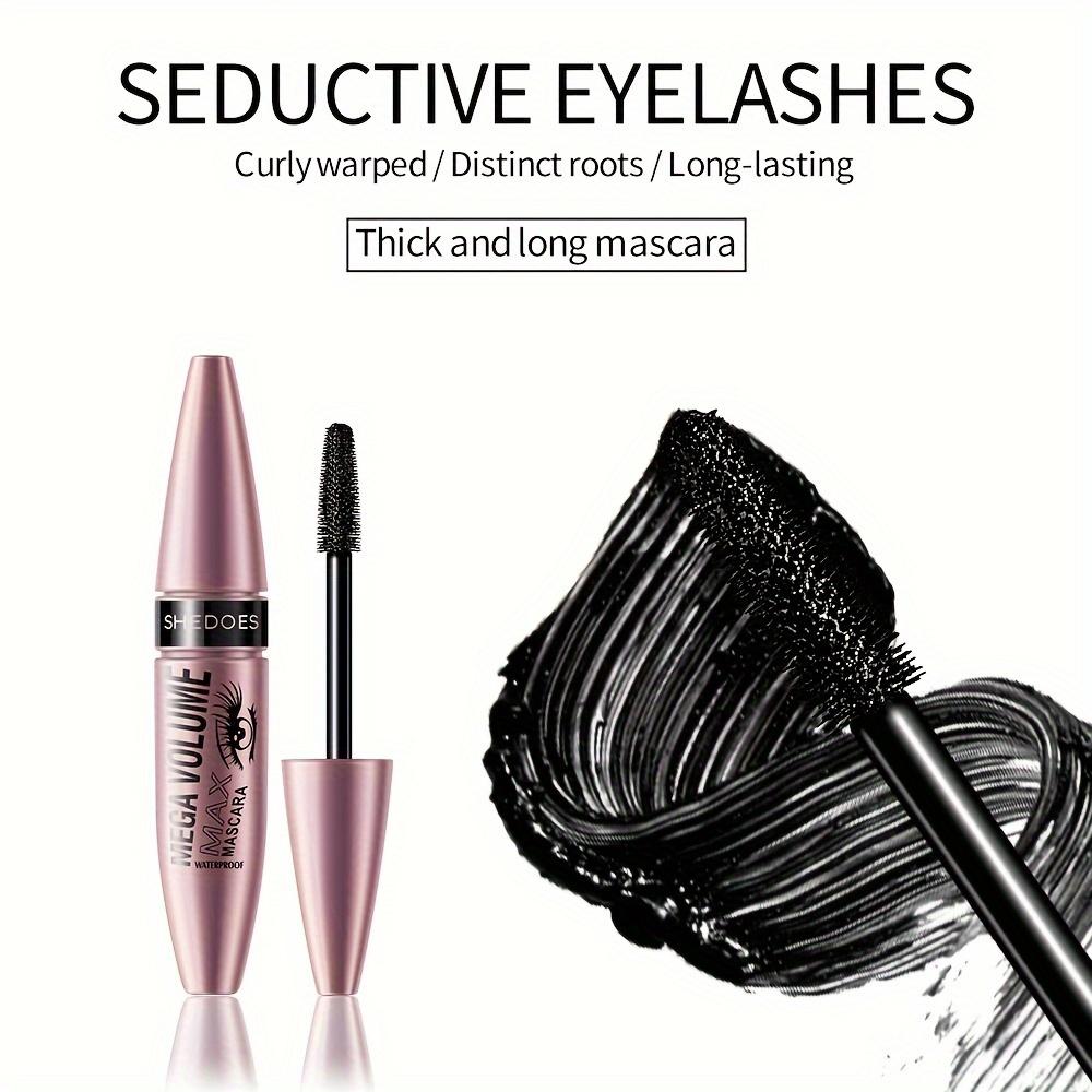 Black Waterproof Curling Mascara Intense Wear Smudge-Free Sweat-Resistant Volumizing Lengthening Eyelash Makeup for All-Day Bold Definition