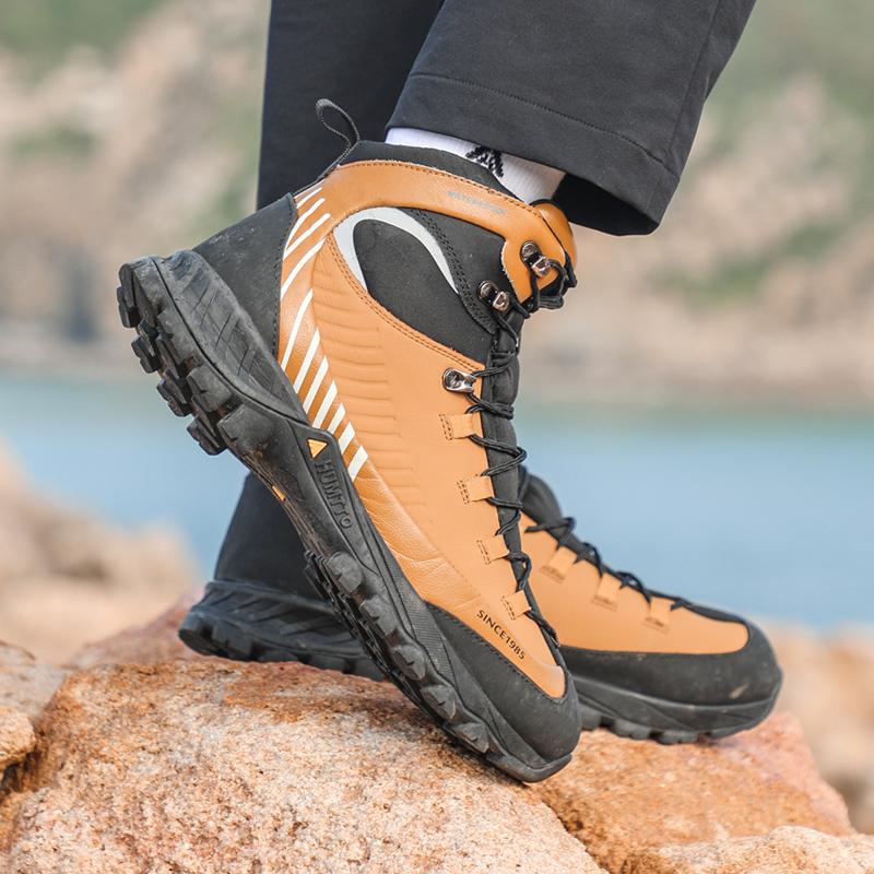 

HUMTTO Водонепроникні ботильйони для походів, зимові робочі гумові чоботи на платформі, чоловічі кросівки на відкритому повітрі, розкішне дизайнерське нековзке робоче захисне взуття для чоловіків 44 жовтий