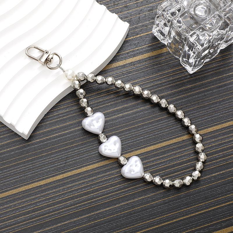 New Pearl Bow Beaded Pendant Phone Case Charm Wrist Strap Lanyard