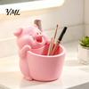 Home Office Organization 3D Printed Cute Piggy Storage Pot, Cartoon Pig Shaped Pen Holder, Small Items Bucket Makeup Brush Organizer, Multifunctional