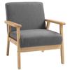 Armchair In Scandi Design, Accent Chair, Solid Wood, Linen Look, 64 Cm X 70 Cm X 72 Cm, Grey + Natural