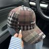 Splicing Plaid Retro Baseball Cap Children Spring and Autumn Versatile Showing Small Face Big Head Circumference Fashion Cap Tide