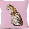 Leopard Animal Print Cushion Cover Green Background Decorative Pillow Case Wildlife Style Home Sofa Living Room Bedroom Decor