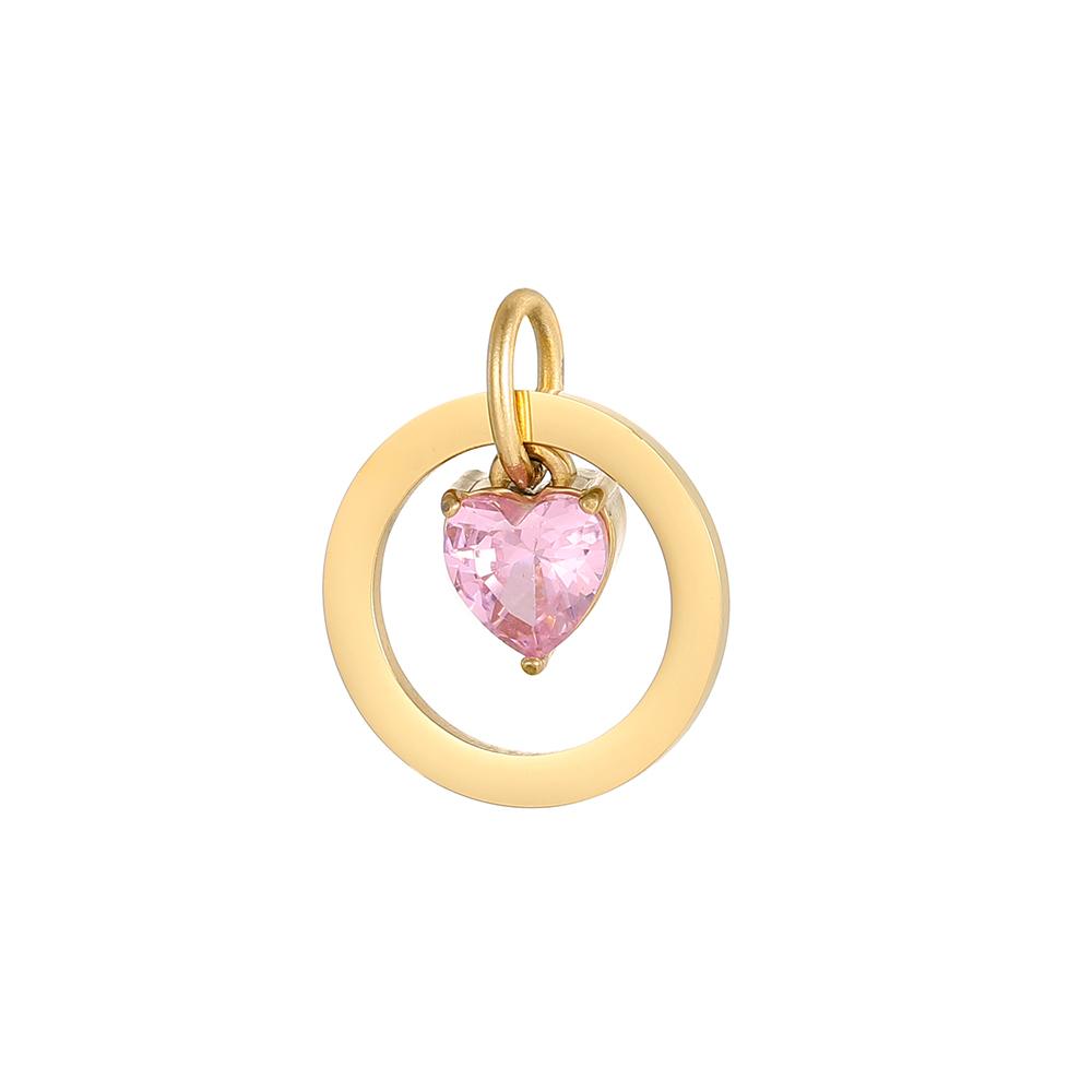 CARLIDANA Dainty Stainless Steel Crystal Charms for Jewelry Making Women Necklace Round 12 Zircon Birthstone Heart Pendants