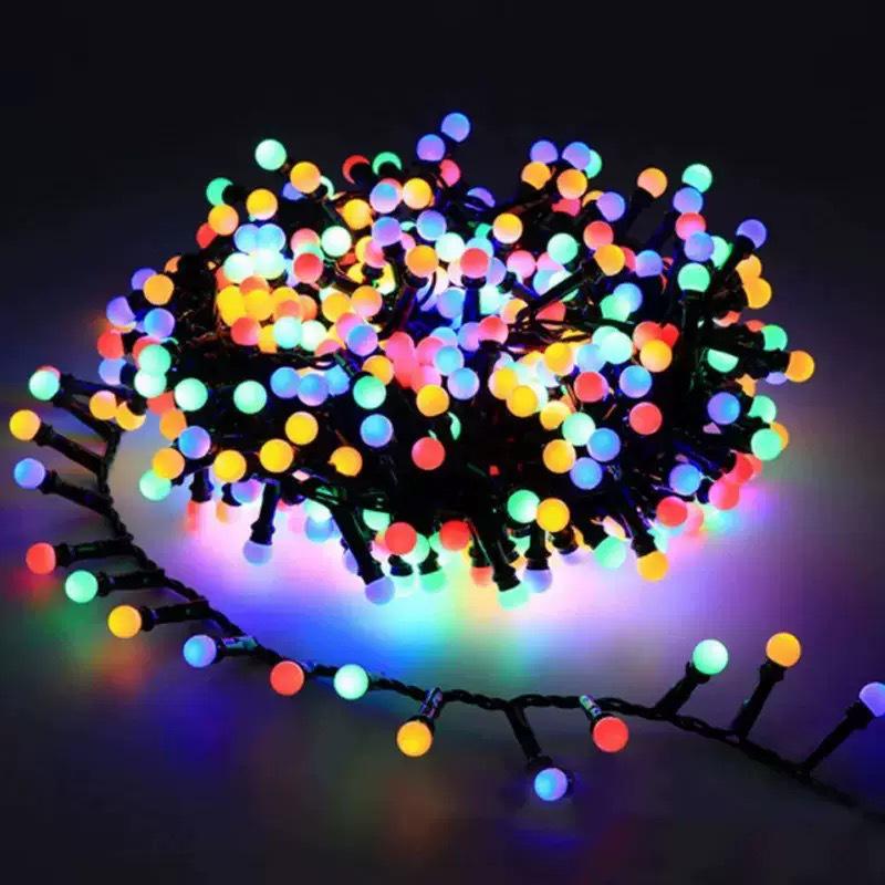 Chibi Maruko-chan Solar-Powered Outdoor String Lights: White and Colored Ball Decorative Lights, Waterproof for Camping and New Year Festivities.