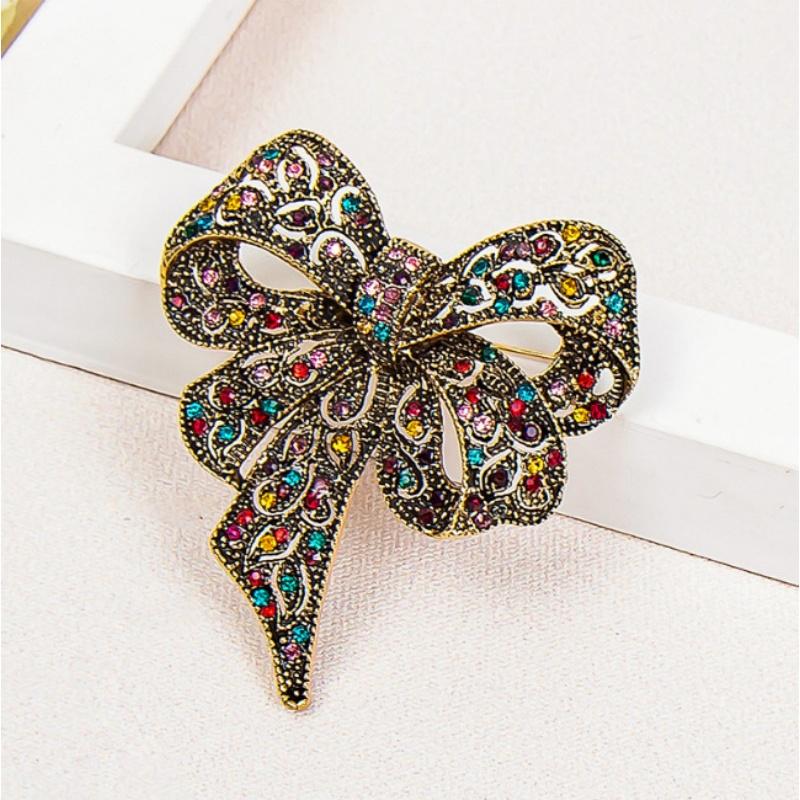 Luxury Sparkling Rhinestone Bow Brooches For Women Unisex Fashion Banquet Party Clothing Backpack Jewelry Accessories Gifts