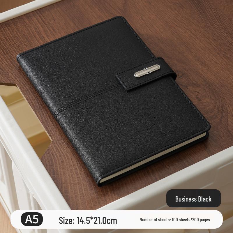 Custom A5 Faux Leather Notebook with Printed Pages – Gift Conference Buckle Set