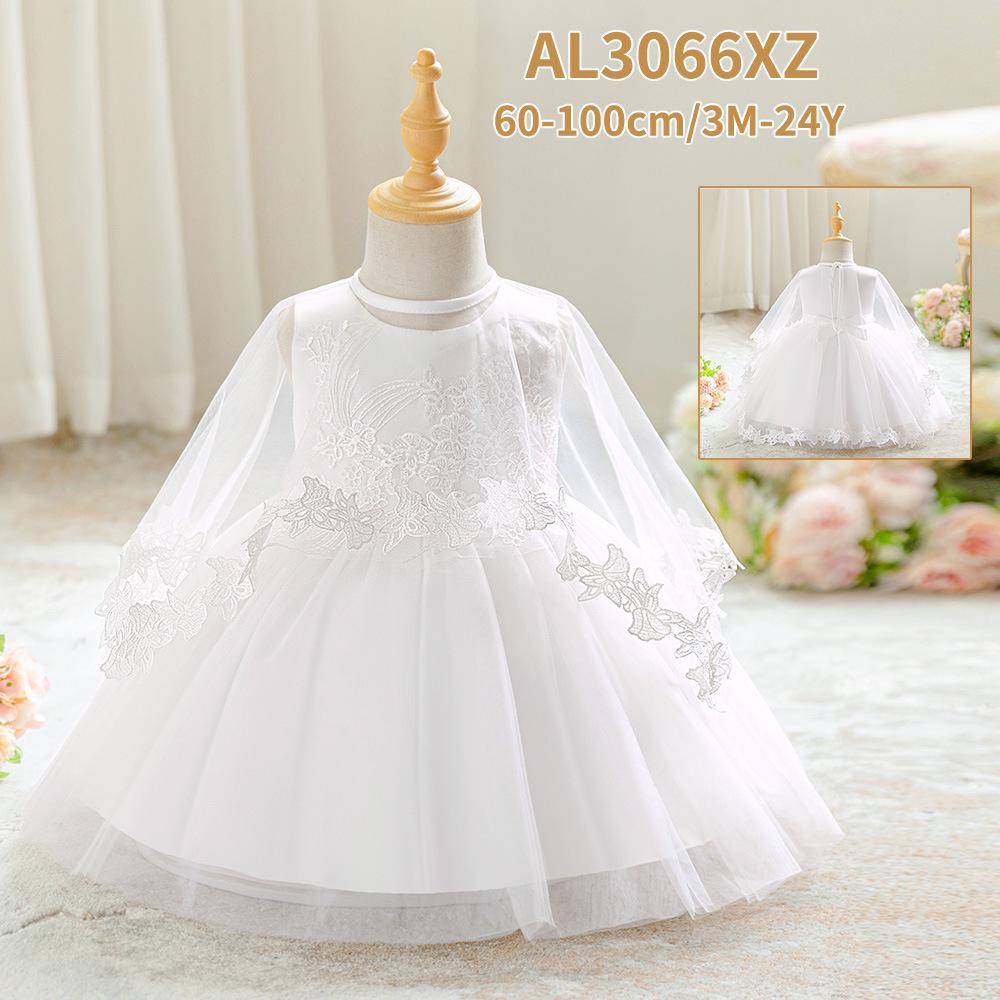 Girls' White Lace Christening Gown - First Birthday Princess Dress
