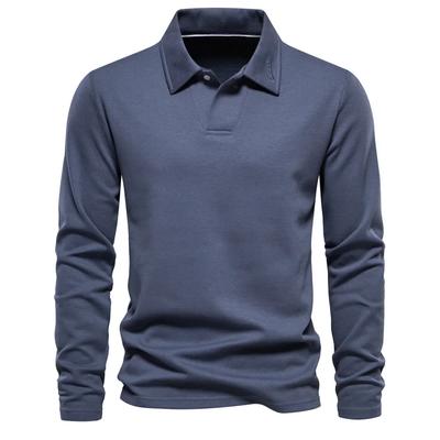 Simple Solid Color Print Men'S Polo Shirt Daily Business Casual Golf Wear Fashion Lapel Long Sleeved T-Shirt Fall Oversized Tops